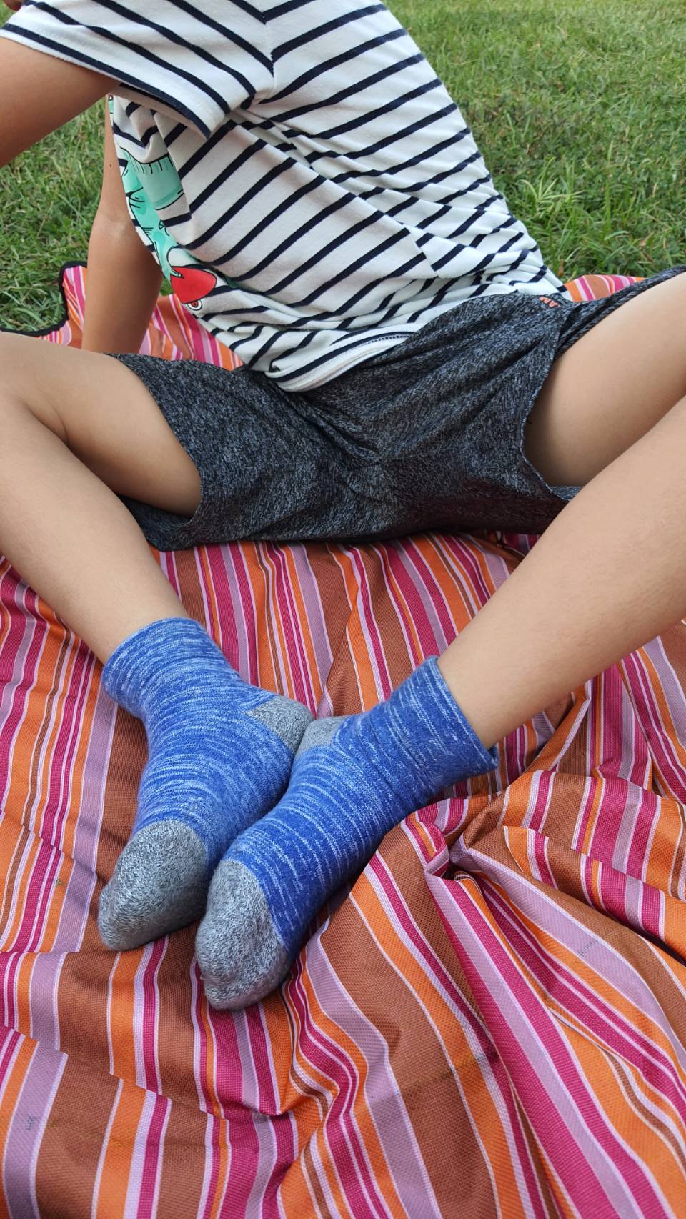 6490-2 彩虹紋無痕寬口休閒童襪 (S/M)