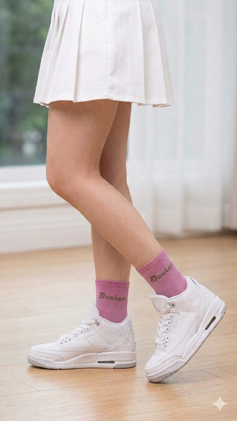 5718 acolor竹炭1/2無痕彩色氣墊除臭襪