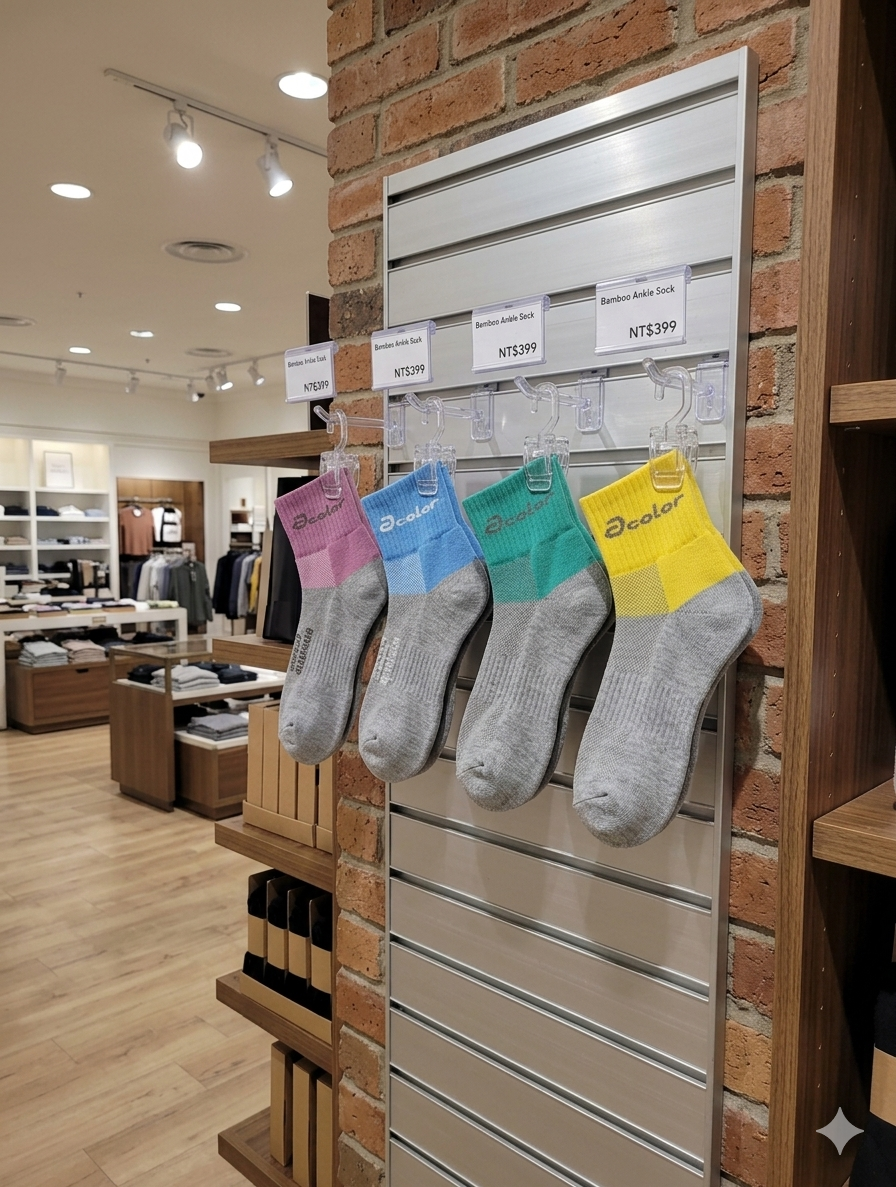 5718 acolor竹炭1/2無痕彩色氣墊除臭襪
