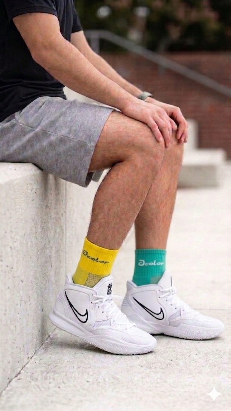 5718 acolor竹炭1/2無痕彩色氣墊除臭襪