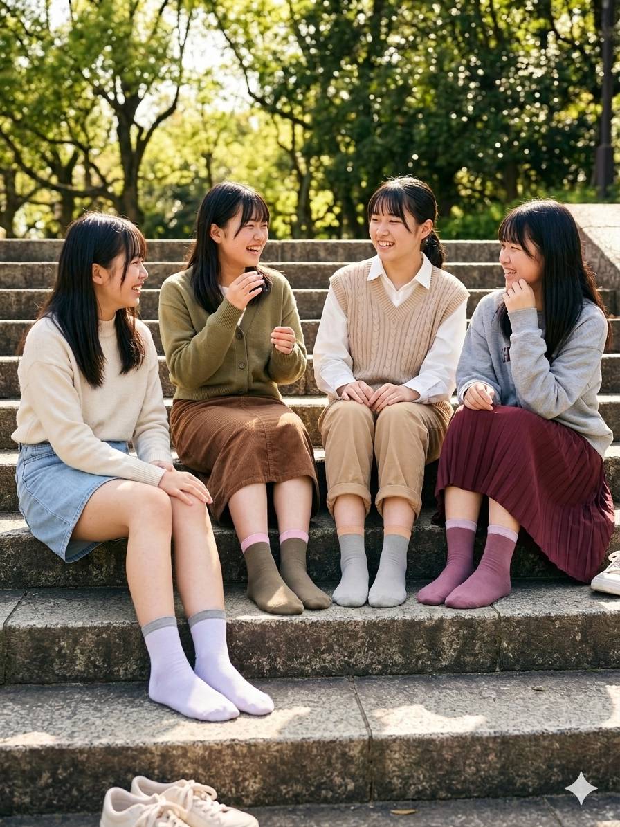 6052 3/4素色女棉襪